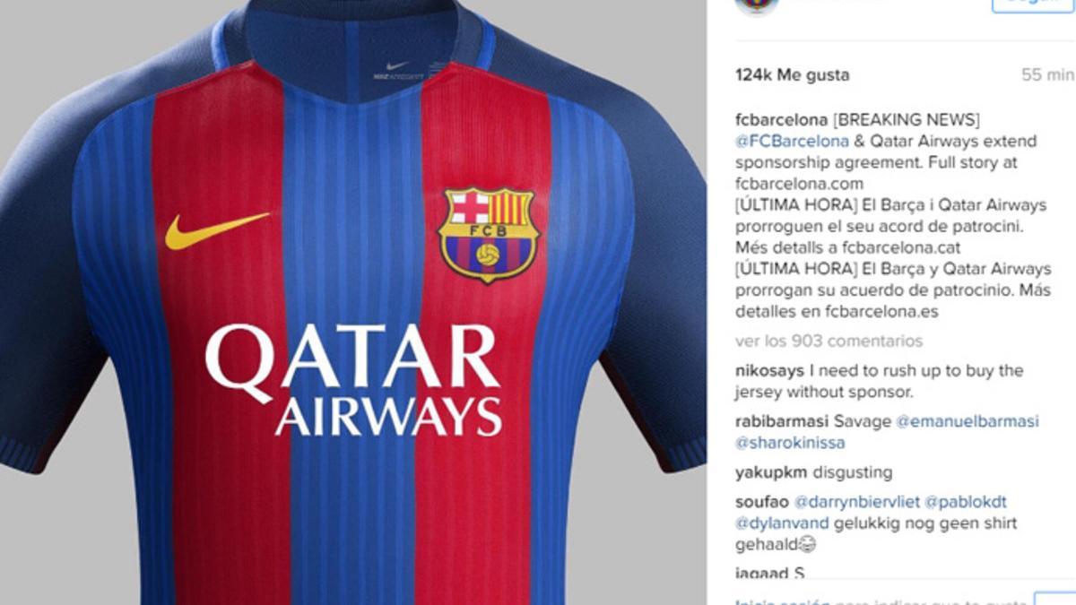 Así será la camiseta del Barça 2016/17 con el logotipo de Qatar Airway