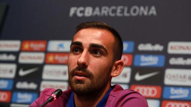 Alcácer, durante su presentación con el Barça