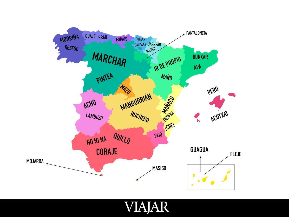 Mapa palabras típicas de España, por Comunidades Autónomas
