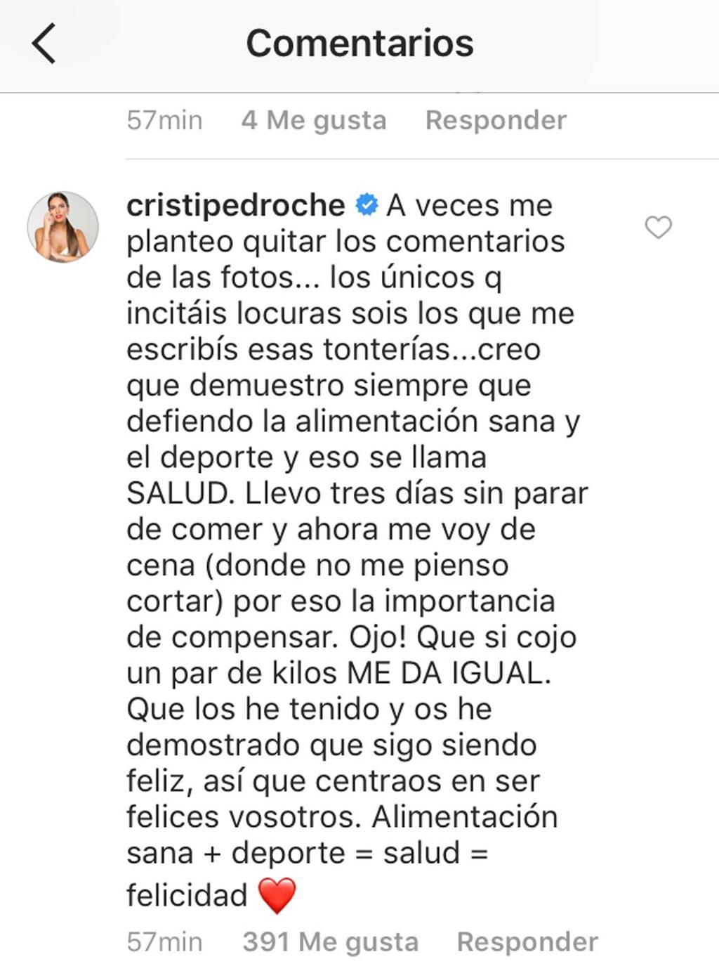 Mensaje de Cristina Pedroche a todos los que le critican