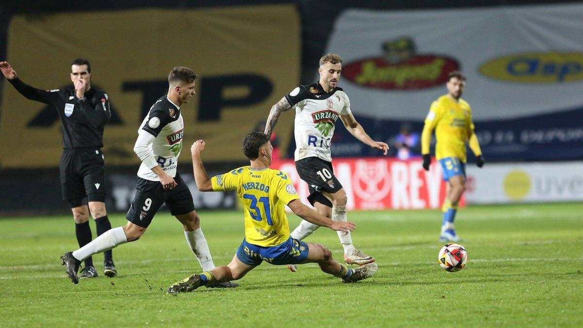 Juanma Herzog, jugador de Las Palmas en un partido de Copa