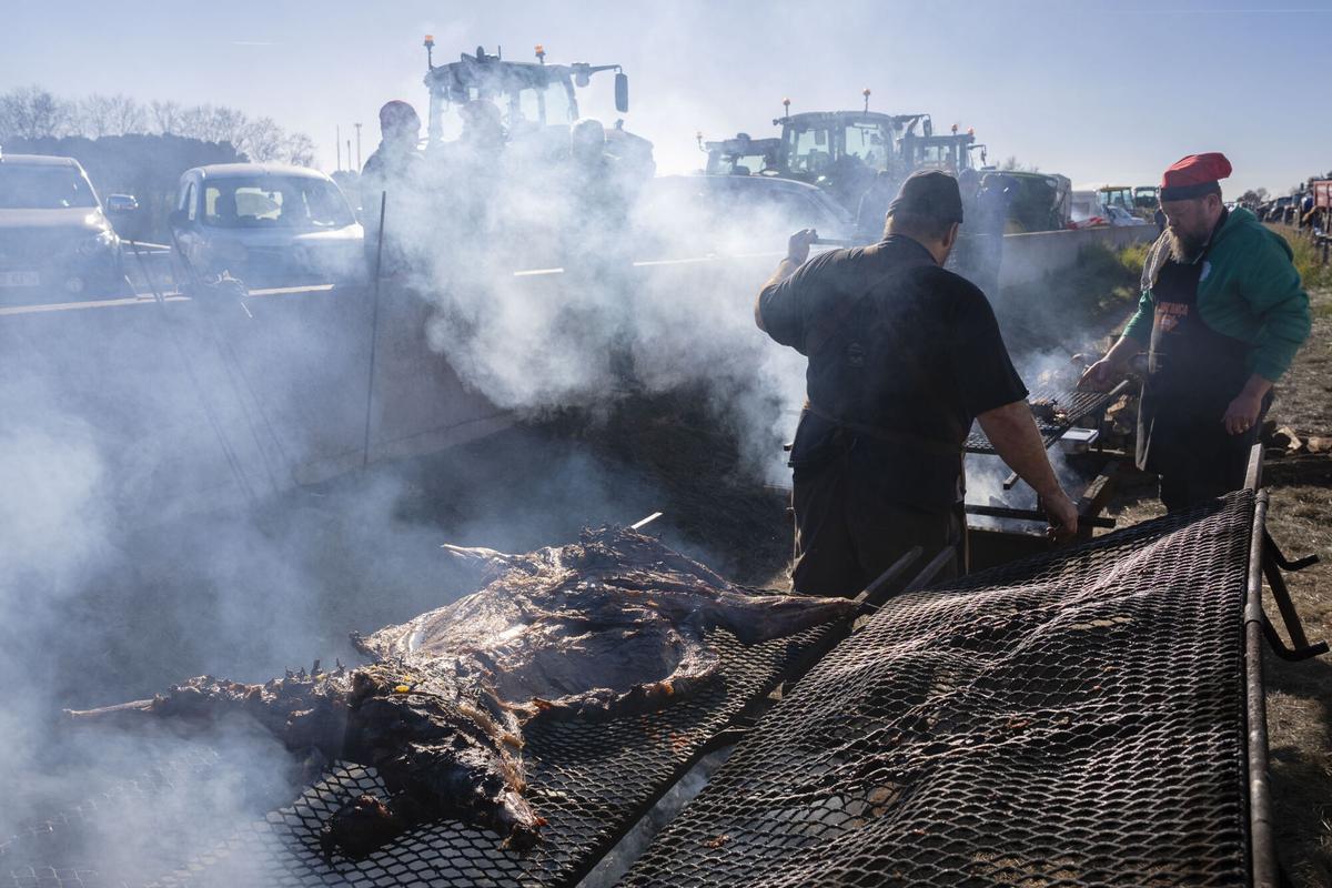 Les millors imatges del tall de l'AP-7 a l'Empordà per la protesta dels pagesos
