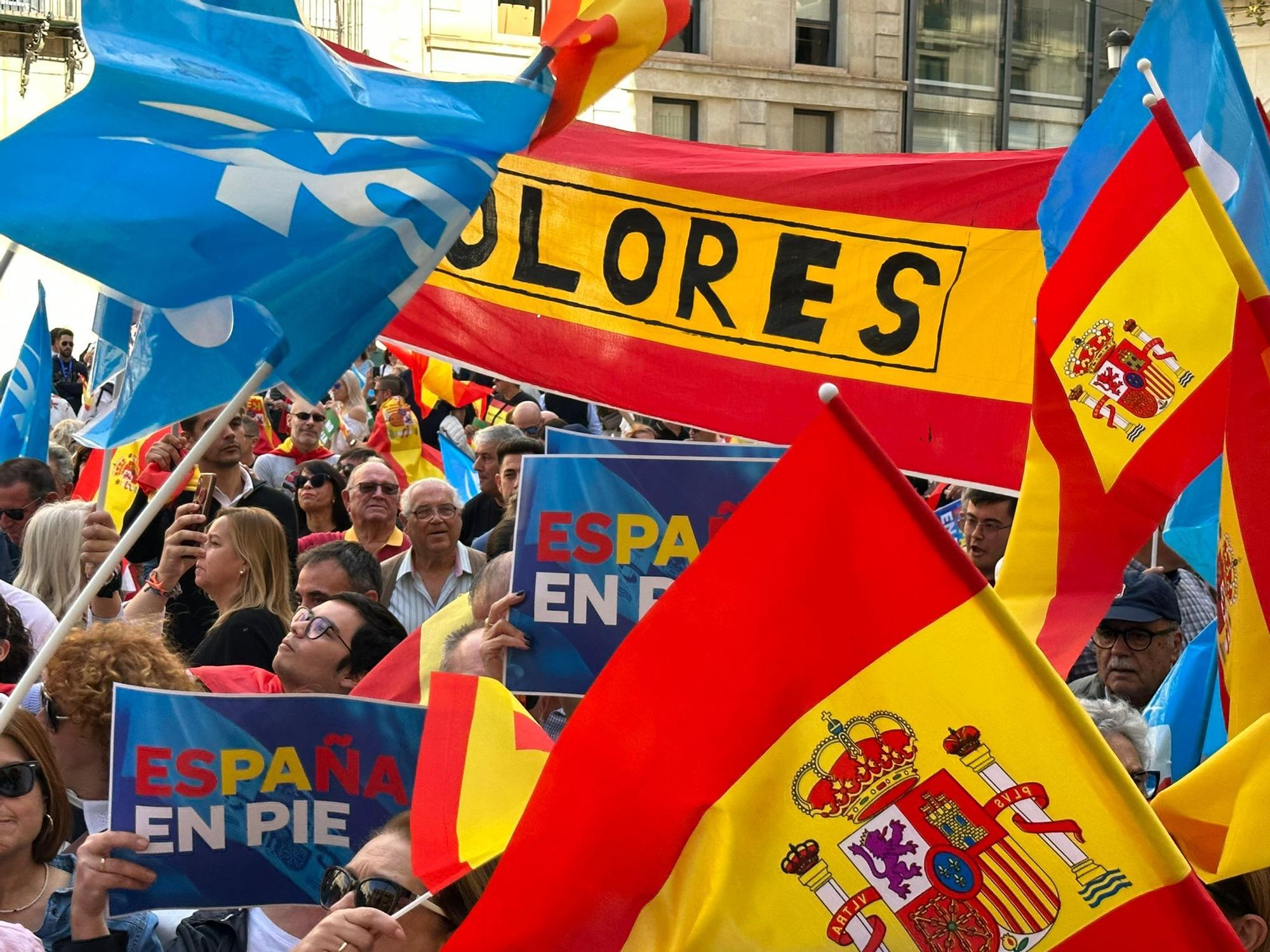 Manifestación en contra de la amnistía en la Plaza del Ayuntamiento de Alicante convocada por el Partido Popular