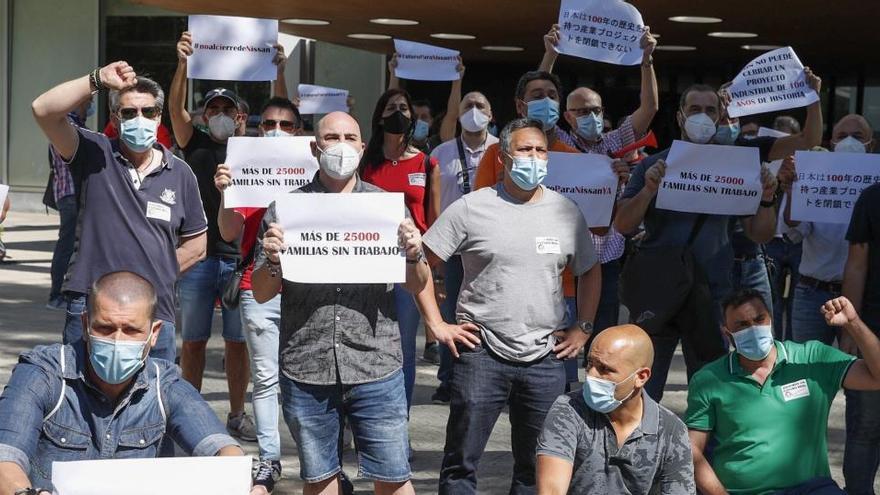 Protesta dels treballadors de Nissan, ahir, a Barcelona