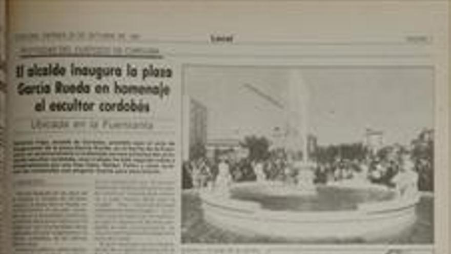 Hace 25 años Viernes, 25 de octubre de 1991 El alcalde inaugura la plaza García Rueda en homenaje al escultor