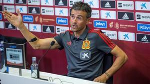 Luis Enrique, en la rueda de prensa de este jueves.