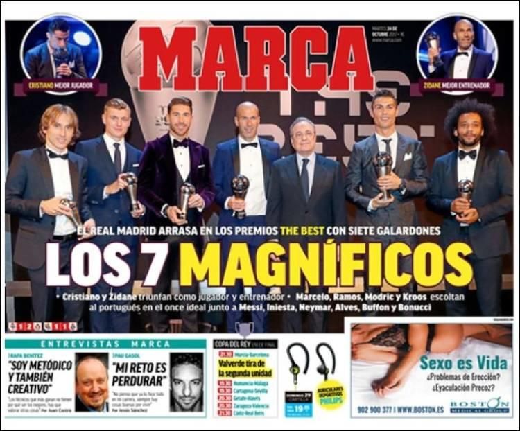 Las portadas deportivas del martes 24 de octubre