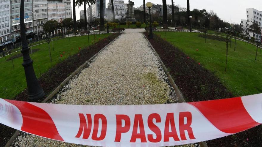 Parque cerrado en A Coruña en un temporal anterior.