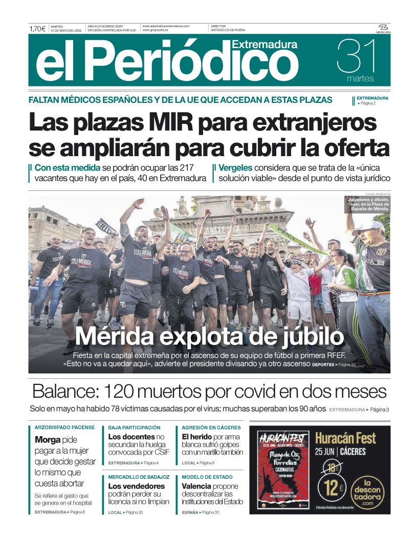 Consulta la portada correspondiente al día 31 de mayo del 2022