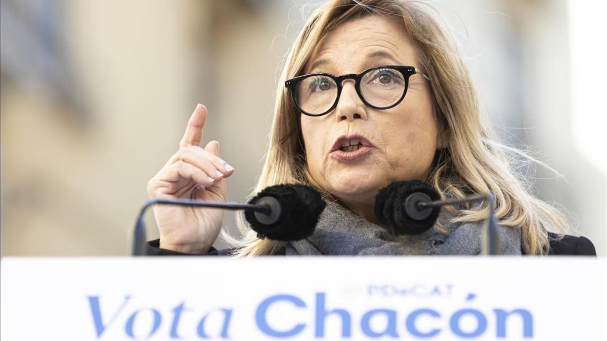 Primer pla de la numero dos del PDeCAT per Barcelona  Joana Ortega  en un acte del partit a Manresa  Imatge del 31 de gener de 2020  (Horitzontal) Job Vermeulen ACN