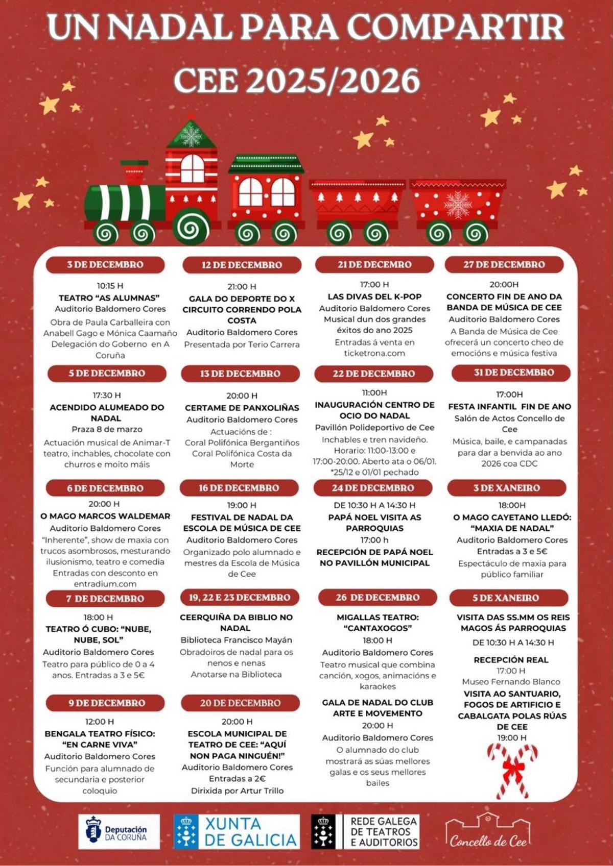 Programa de actividades de Navidad en Cee.