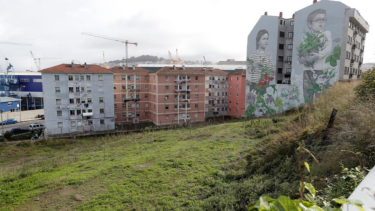 Una imagen del mural antes de que comenzasen las obras de urbanización