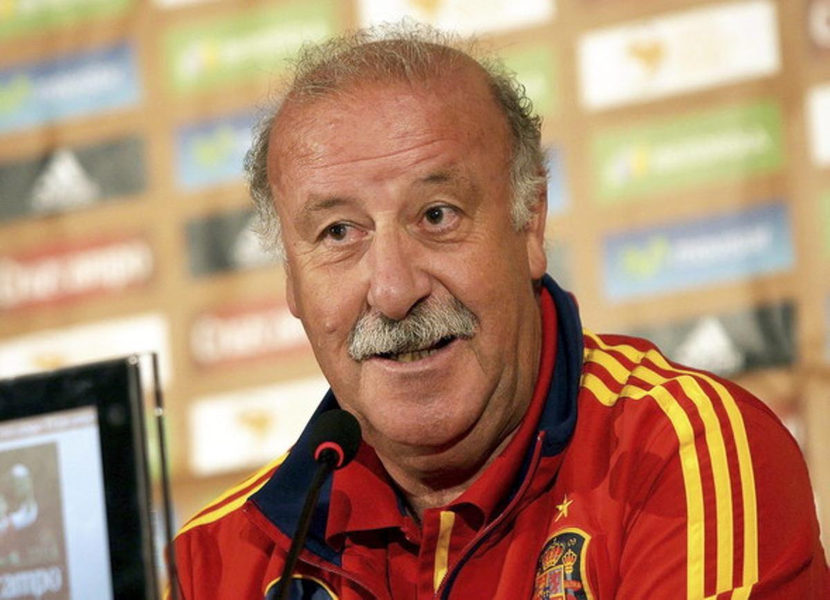 L’entrenador de la selecció espanyola de futbol, Vicente del Bosque, durant una roda de premsa.
