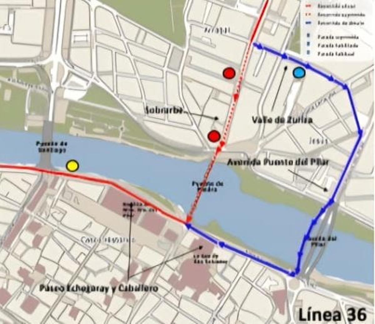 Desvíos de las líneas de bus