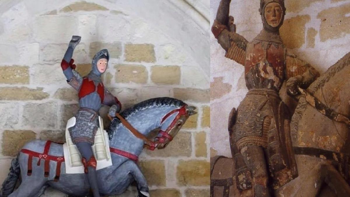 Indignación por la restauración a lo 'Ecce homo' de una imagen de San Jorge en Navarra
