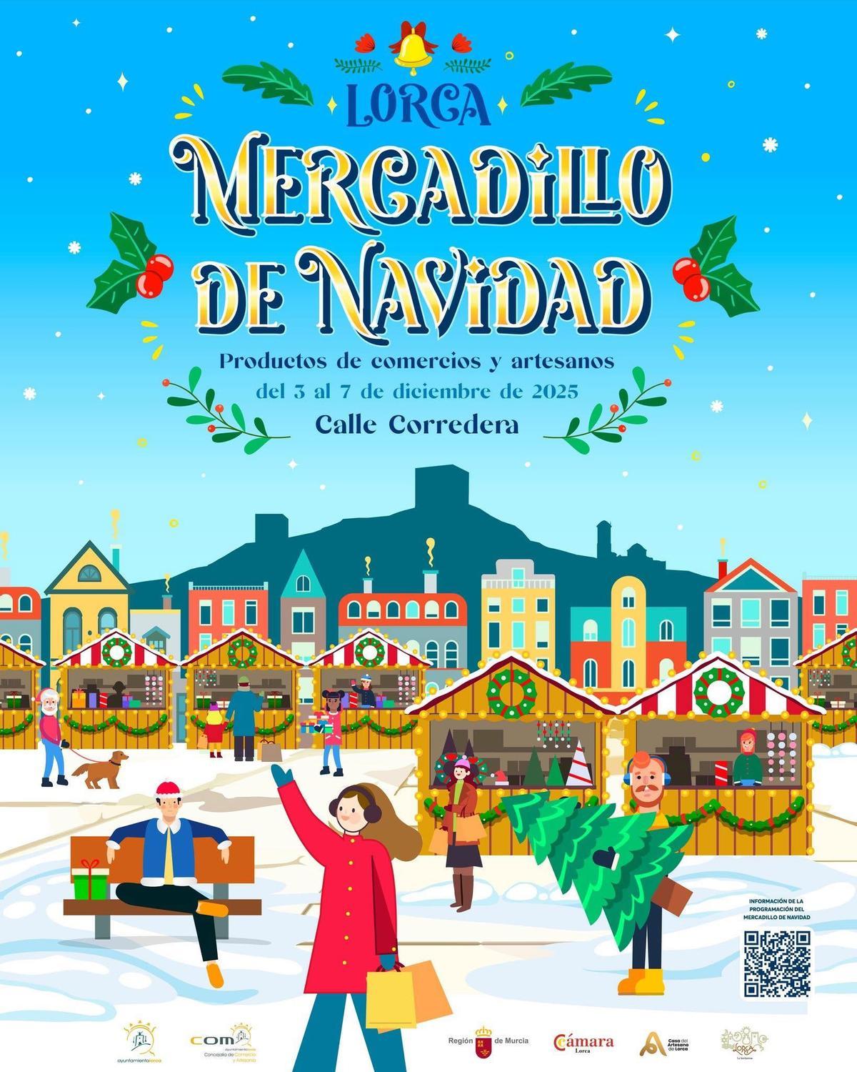 Cartel anunciador del mercadillo de Navidad de Lorca.