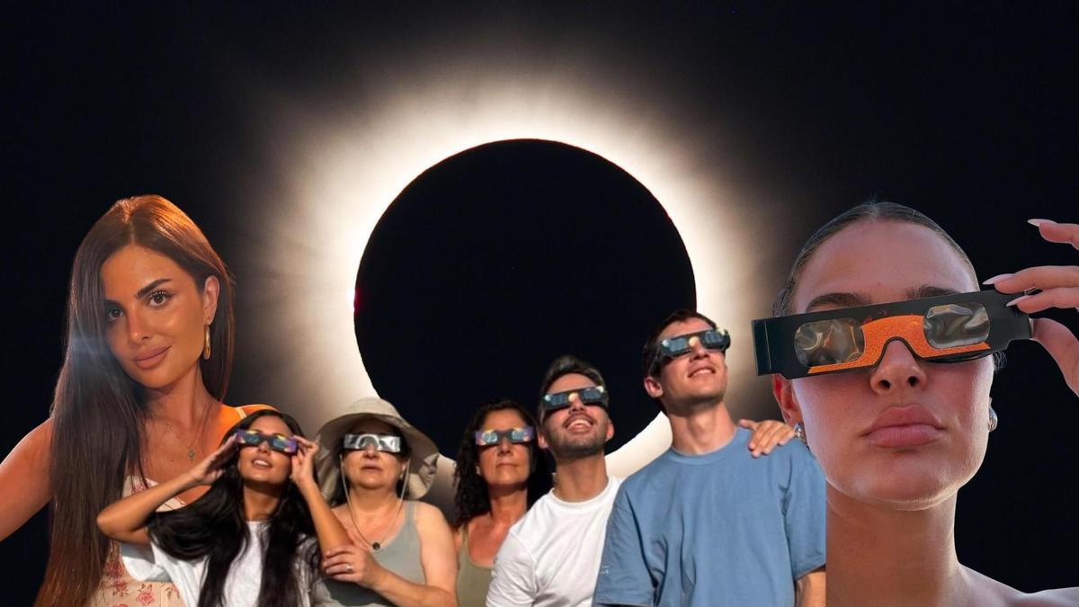 Alexia Rivas, María Lamela y Laura Escanes, en la tarde noche del eclipse total de sol