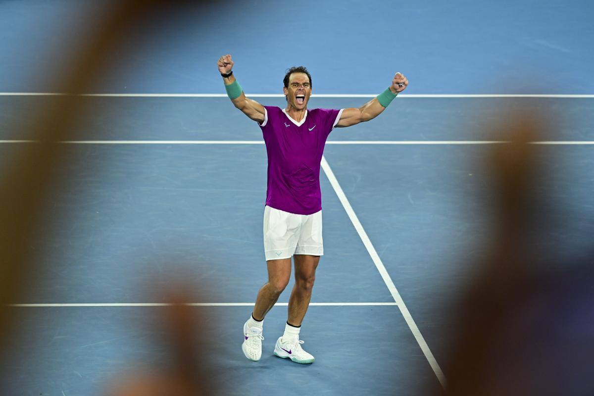 Rafa Nadal celebra la victoria ante Medvedev en la final del US Open.