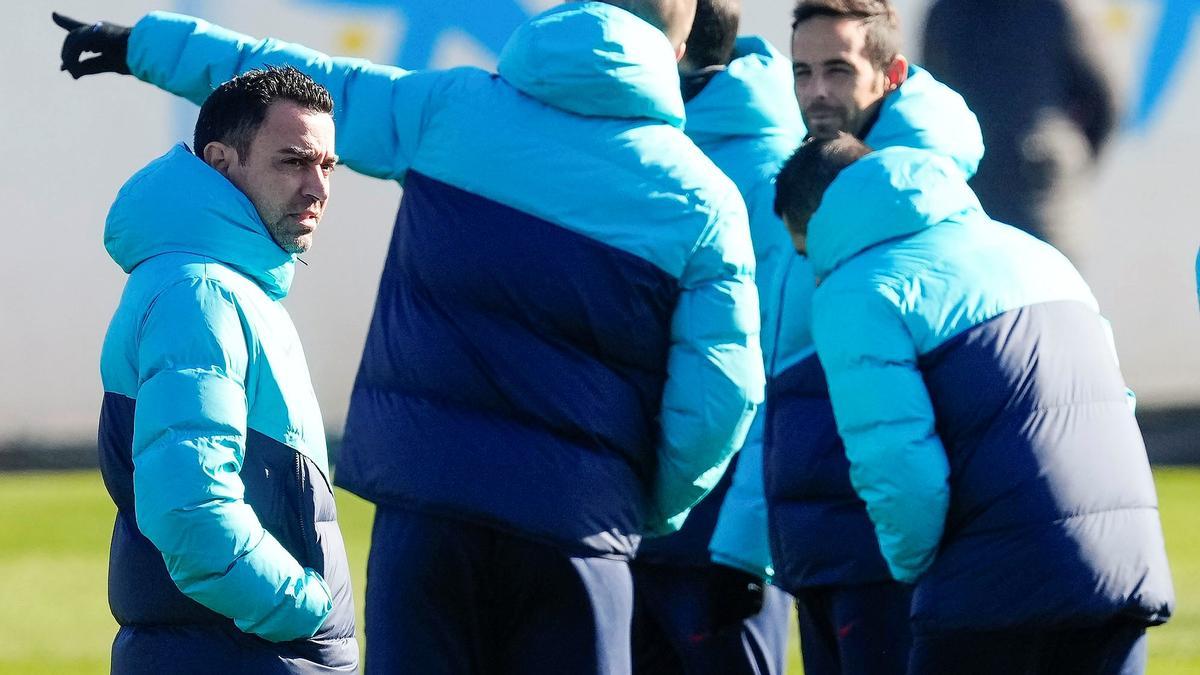 Xavi Hernández, en el entrenamiento de Sant Joan Despí.