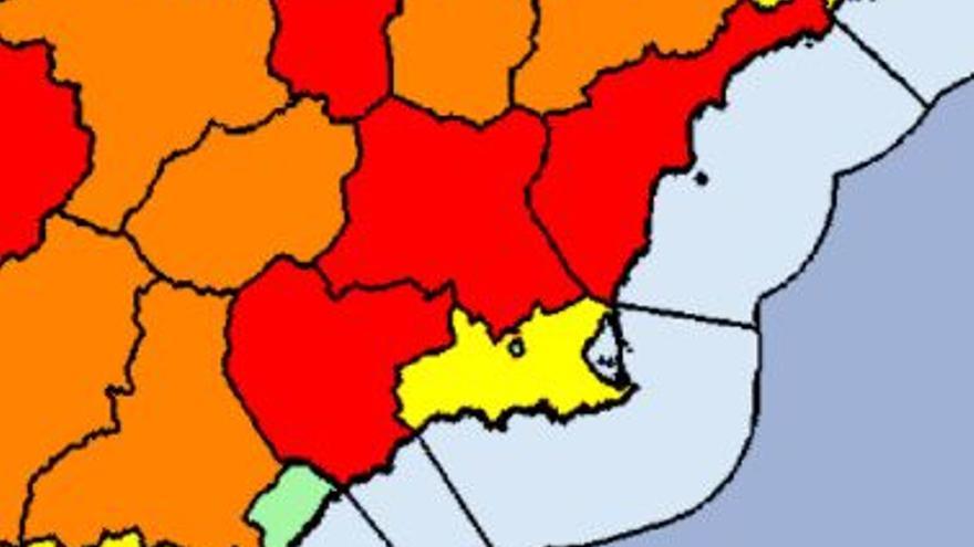 Mapa de alertas en la Región.