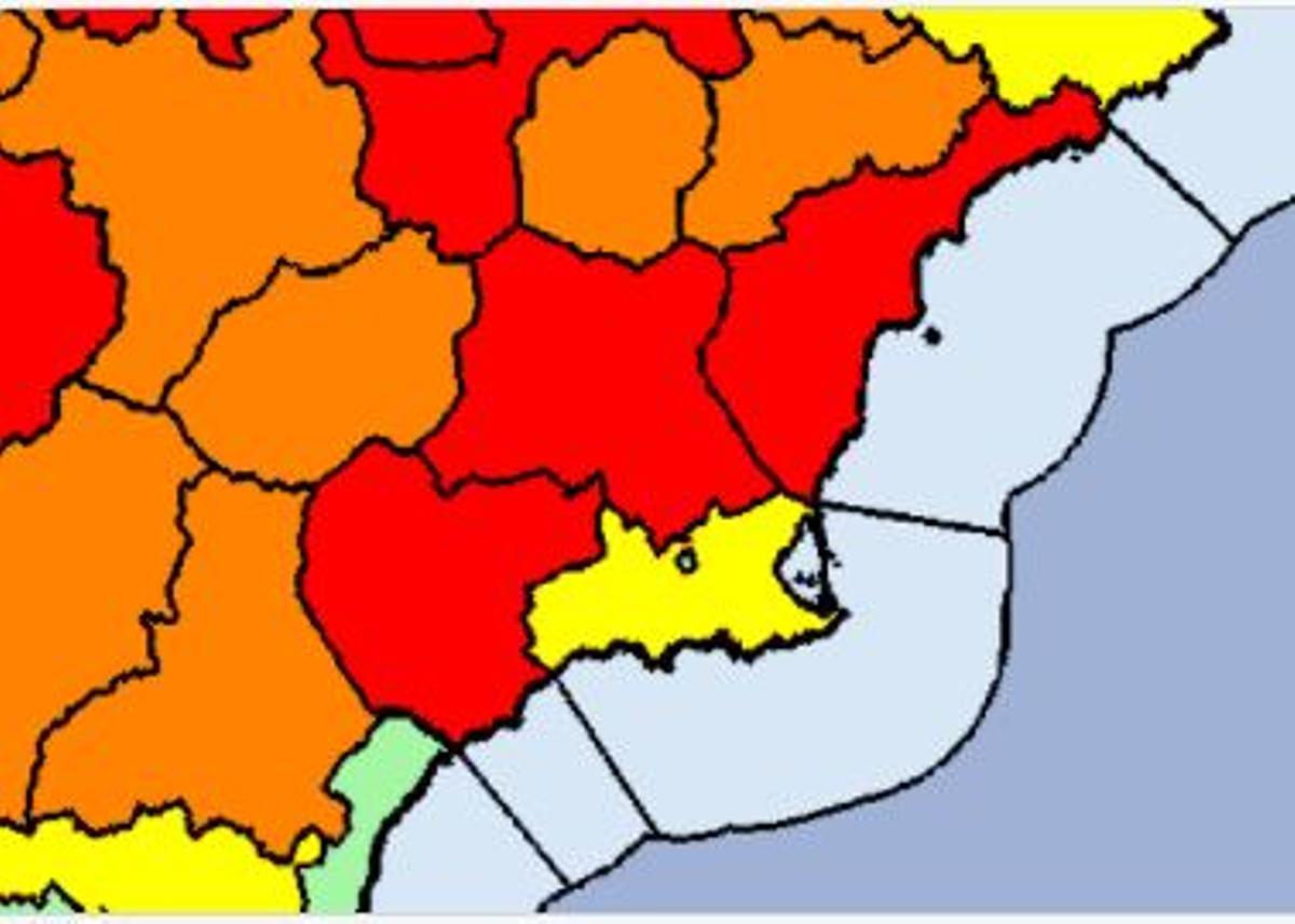 Mapa de alertas en la Región.