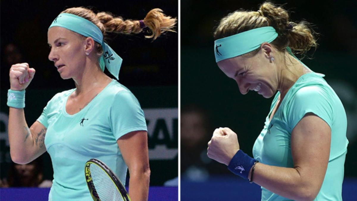 La larga trenza de Svetlana Kuznetsova quedó reducido casi a la mitad tras coger las tijeras