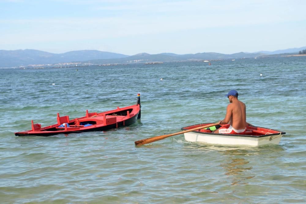 O vento provocou o afundimento de dez dornas na Illa de Arousa