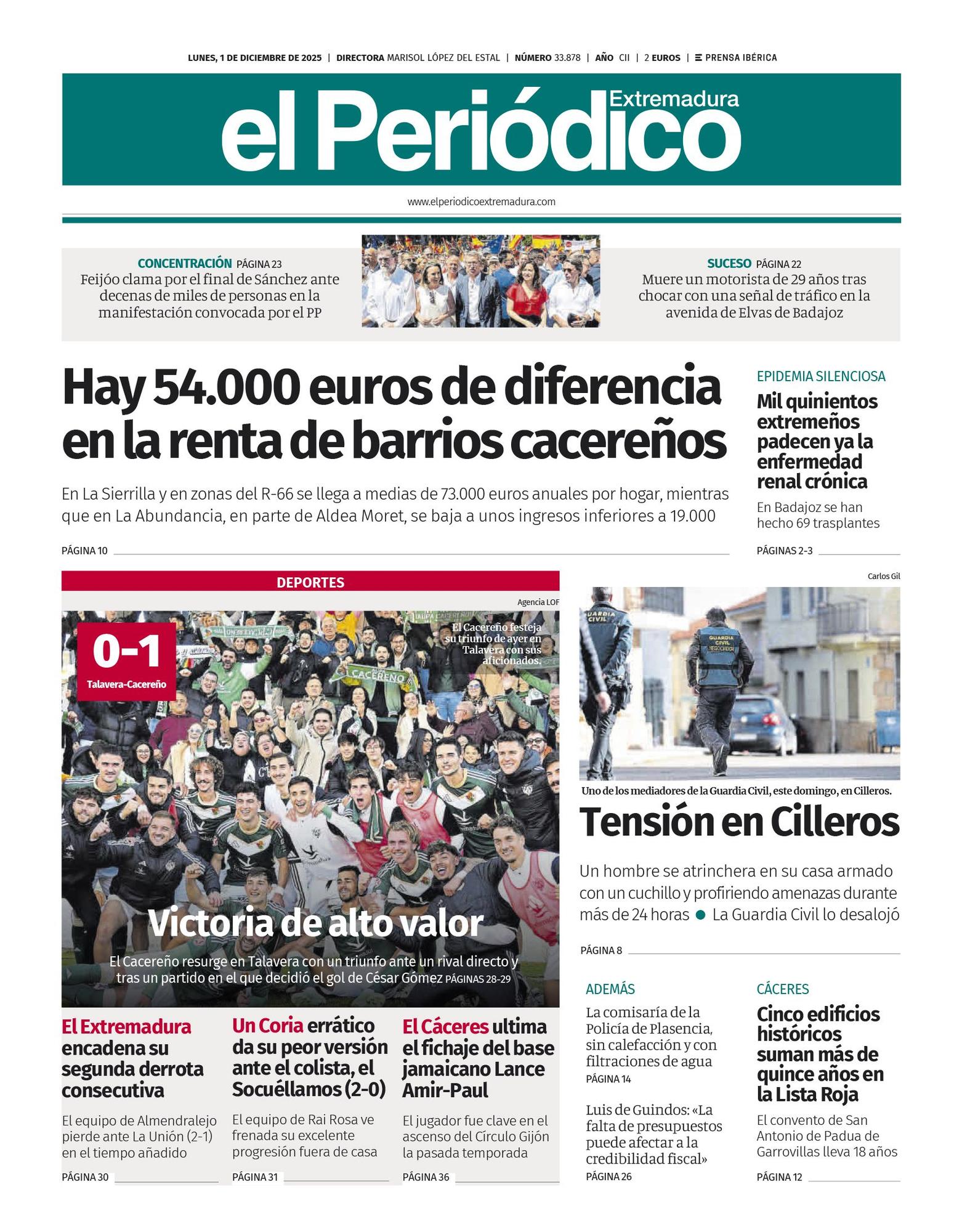 Consulta la portada correspondiente al día 1 de diciembre de 2025