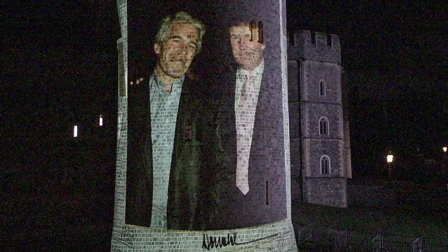Proyectan imágenes de Trump y Epstein en el Castillo de Windsor en el viaje oficial del presidente de Estados Unidos al Reino Unido