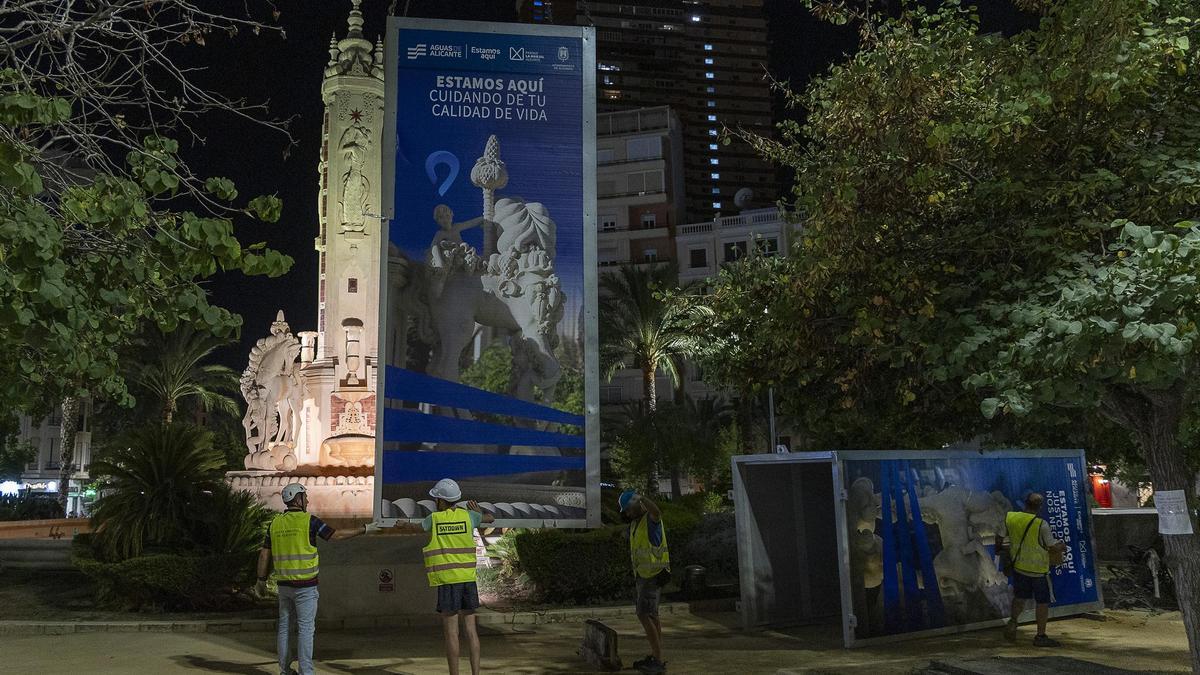 Los caballos de la fuente de Levante, en Luceros, redescubiertos tras los días grandes de Hogueras