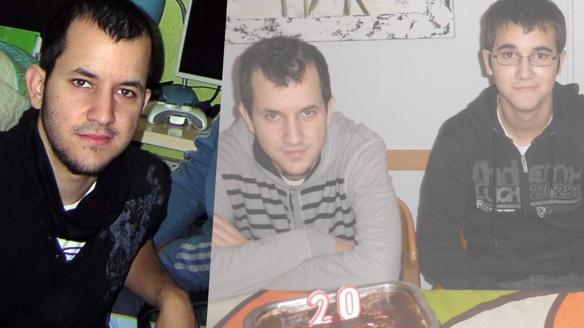 Andres Mora en una foto poco antes de desaparecer. A la derecha, junto a su hermano, celebrando su 20 cumpleaños.
