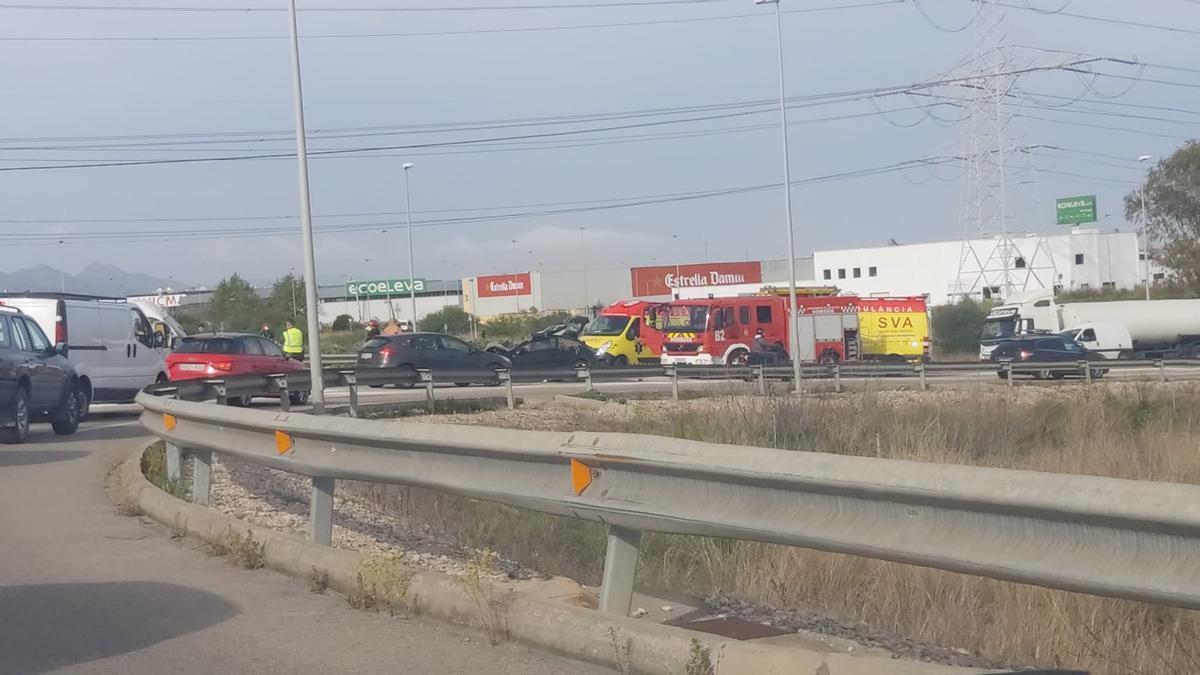 Imagen del accidente registrado en la N-340 en Castelló