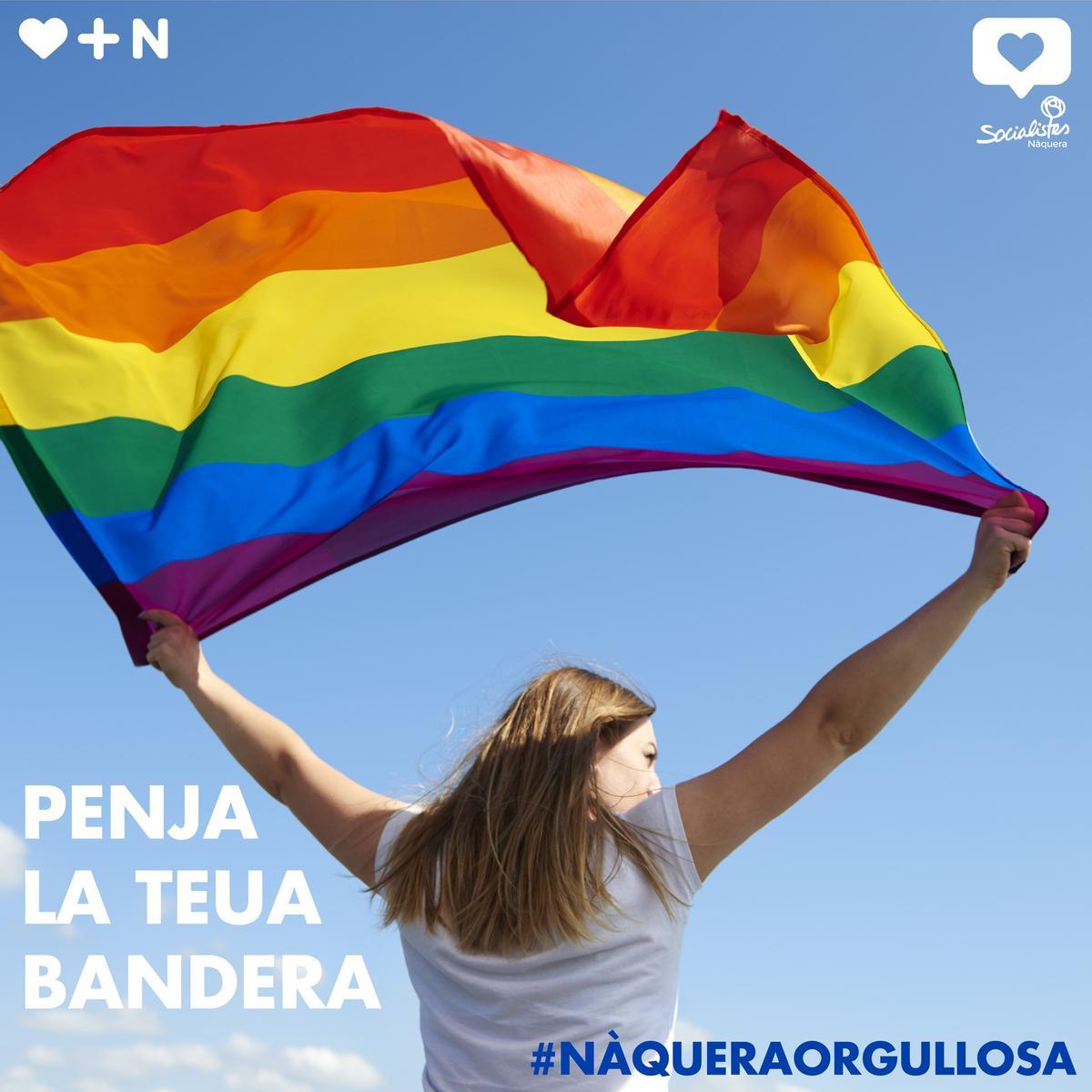 Llamamiento del PSPV-PSOE en Nàquera para colgar la bandera arocoíris de los balcones