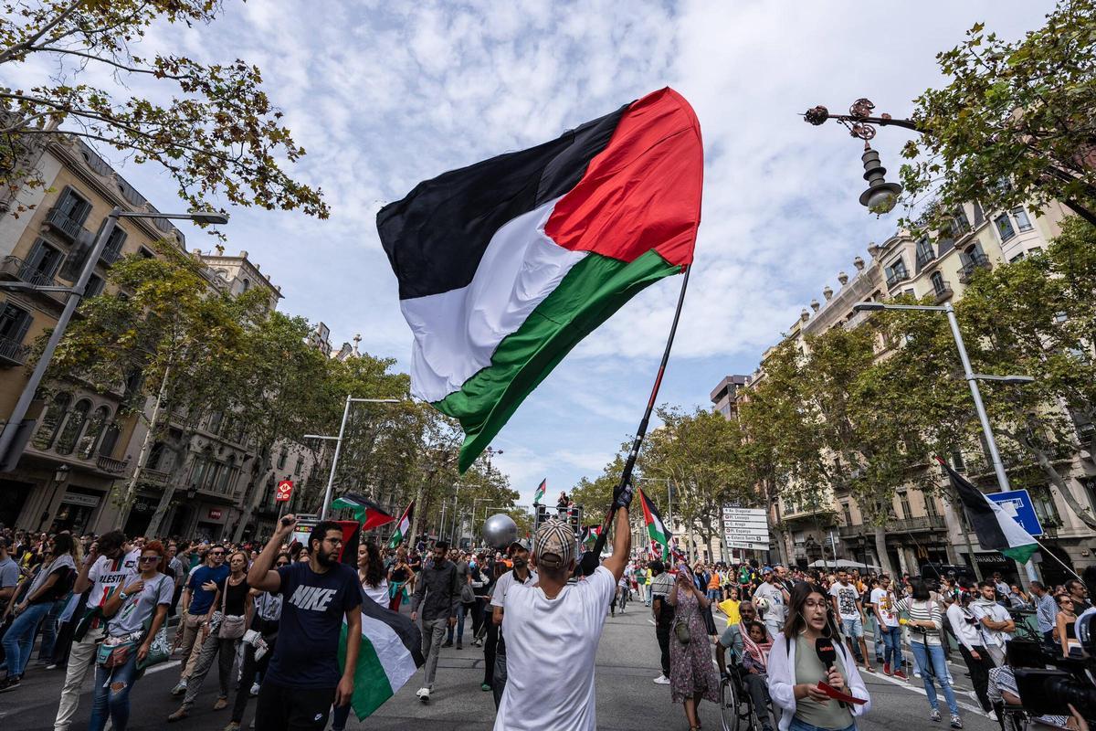 Manifestación a favor del pueblo palestino, en Barcelona, en ocubre de 2024.