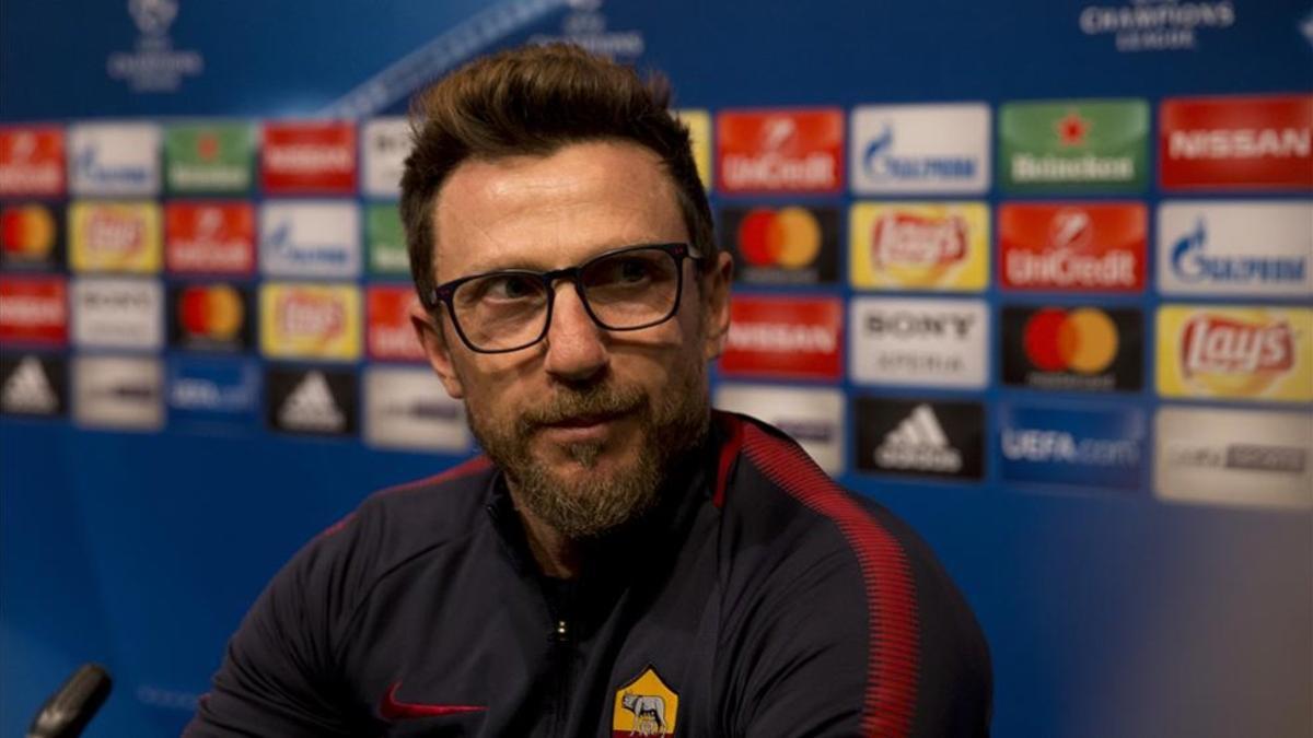 Di Francesco comparece en la sala de prensa del Estadio Olímpico