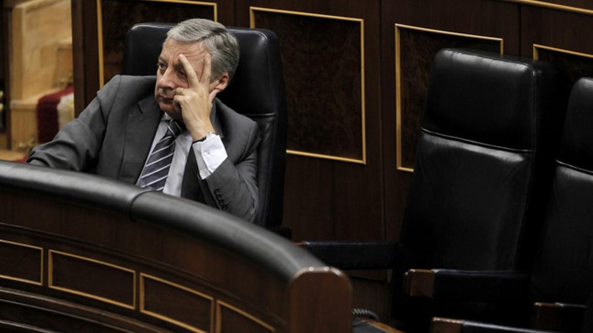 El portavoz del Gobierno, José Blanco, el miércoles, durante la sesión de control al Gobierno, en el Congreso.