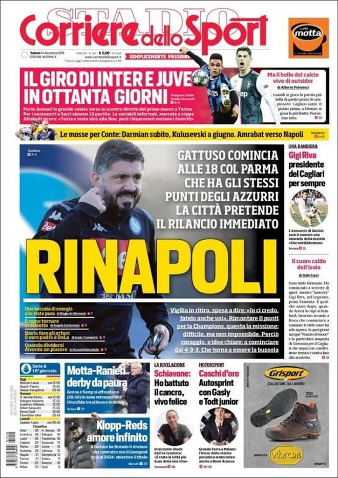 La portada de Corriere del 14 de diciembre