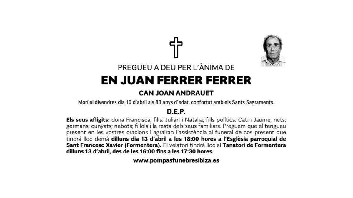 Esquela Juan Ferrer Ferrer