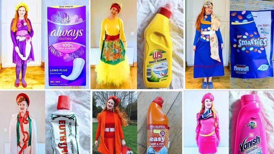 El éxito viral de la mujer que se viste como productos del supermercado