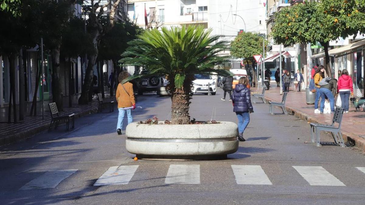 Varios peatones pasean por la avenida de La Viñuela esta semana.