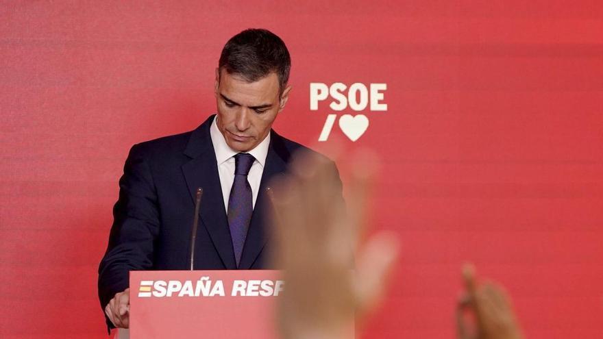 Pedro Sánchez, a la seu del PSOE.