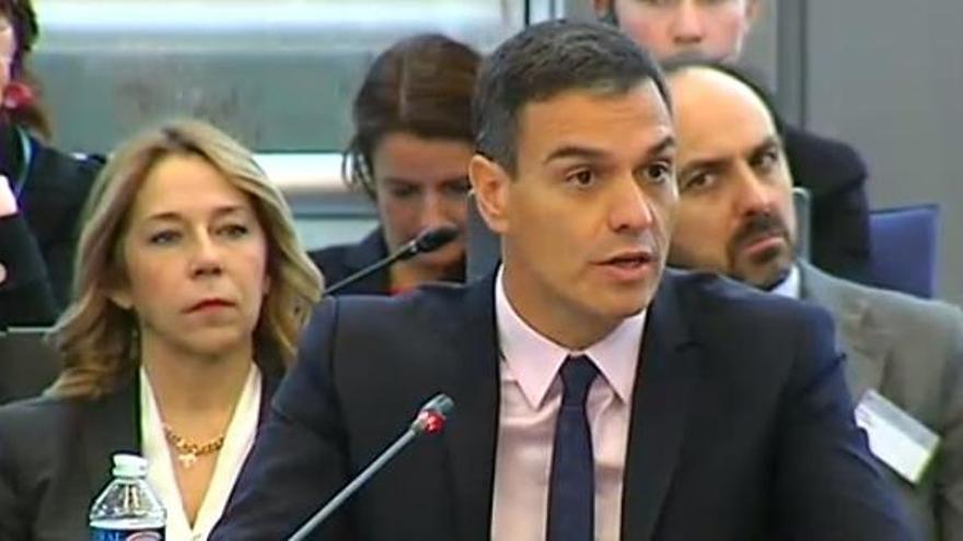 Pedro Sánchez, durant el seu discurs.