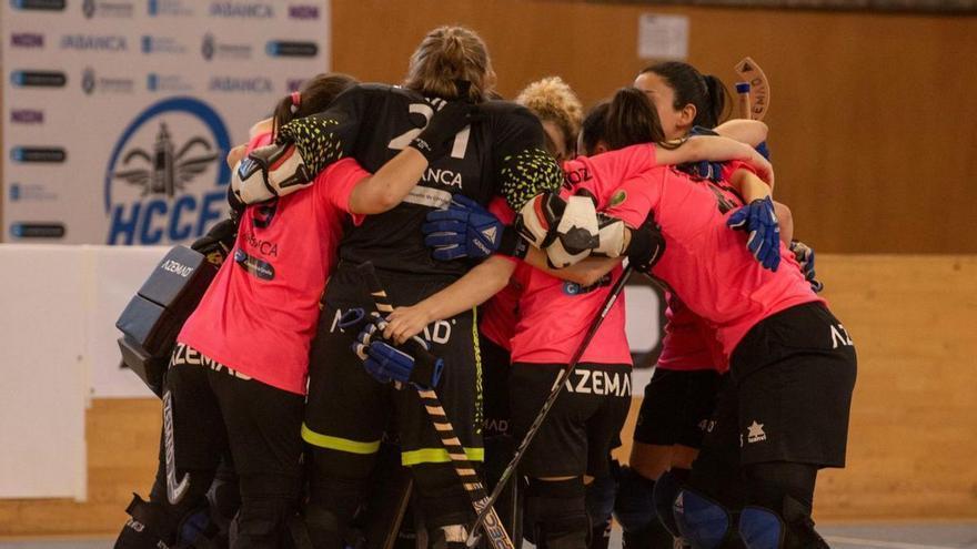 El HC Coruña celebra la clasificación para la final a cuatro de la Liga Europea.