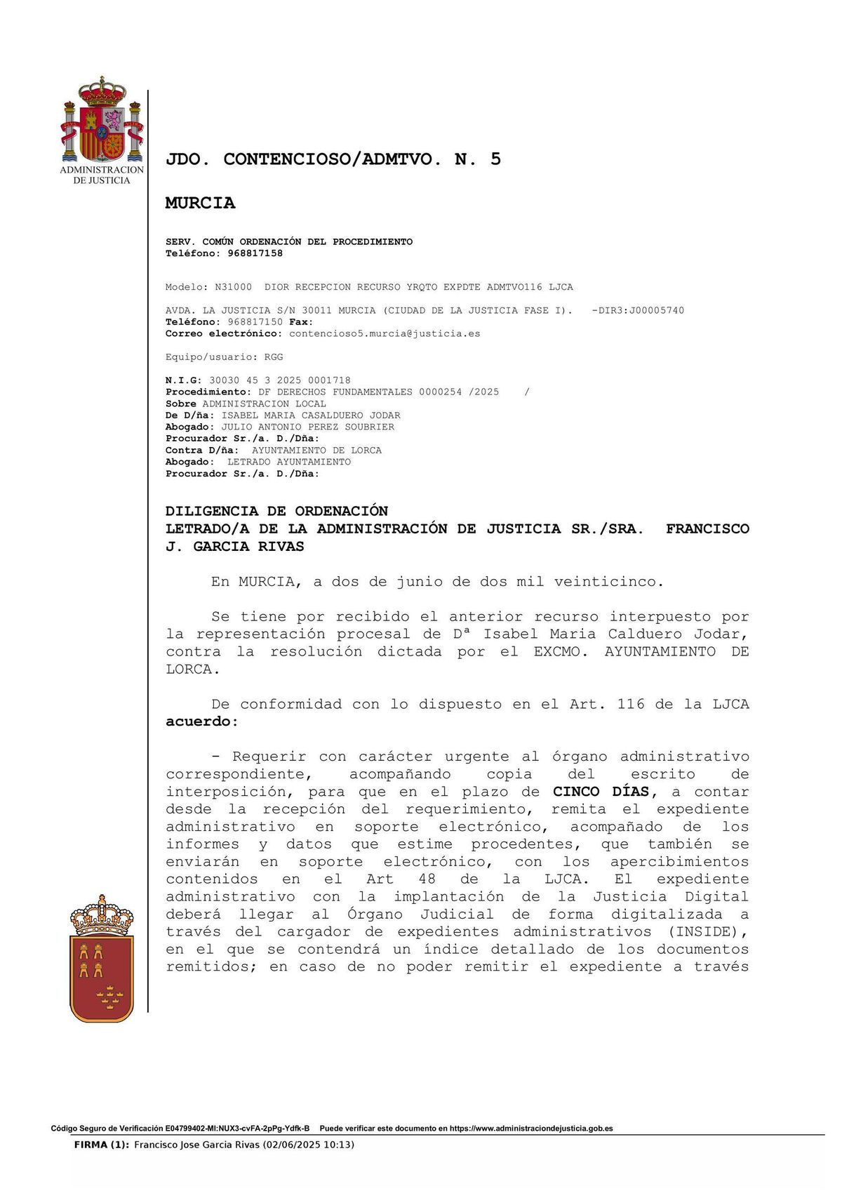 Parte del recurso interpuesto por el PSOE.
