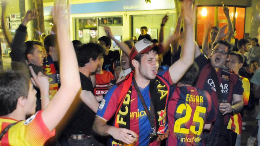 Celebració de la victòria del Barça davant el Bilbao a la Copa del Rei