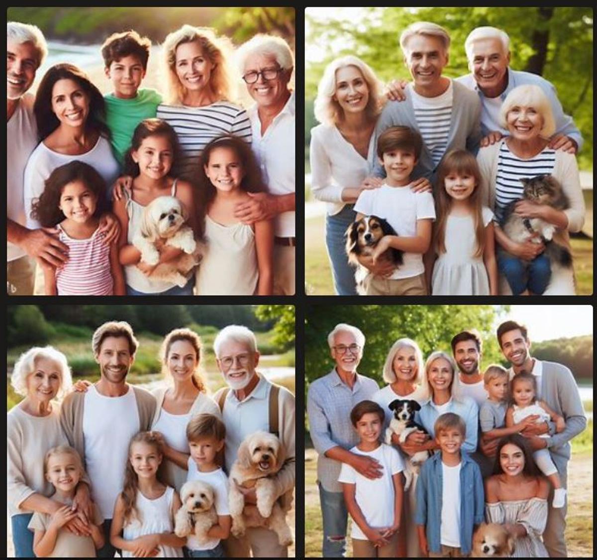 Imagen de una familia generada por la IA de Bing.