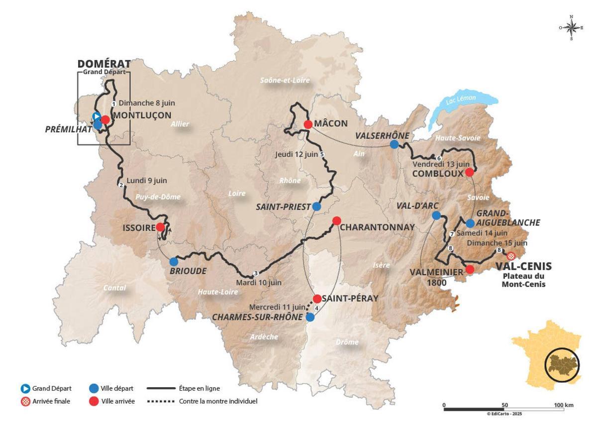 El recorrido de Critérium du Dauphiné 2025