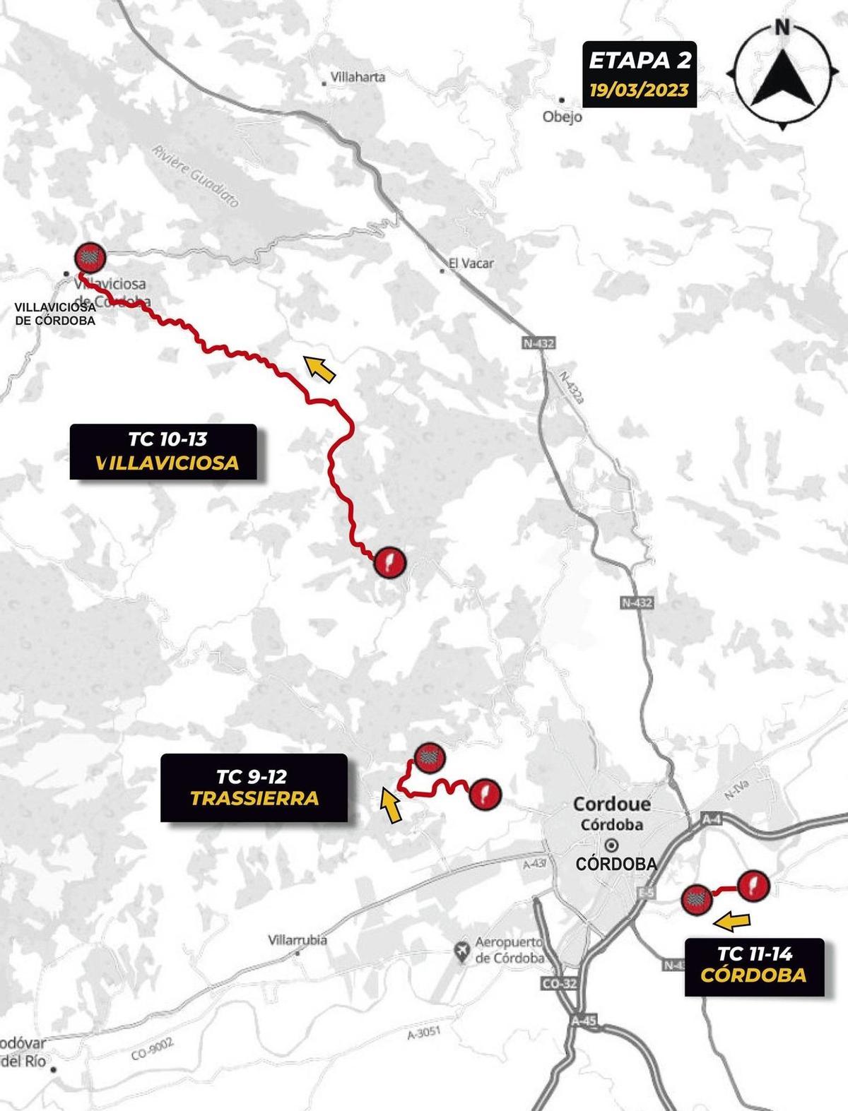 Hoja de ruta de la Etapa 2 del Raly Sierra Morena 2023.