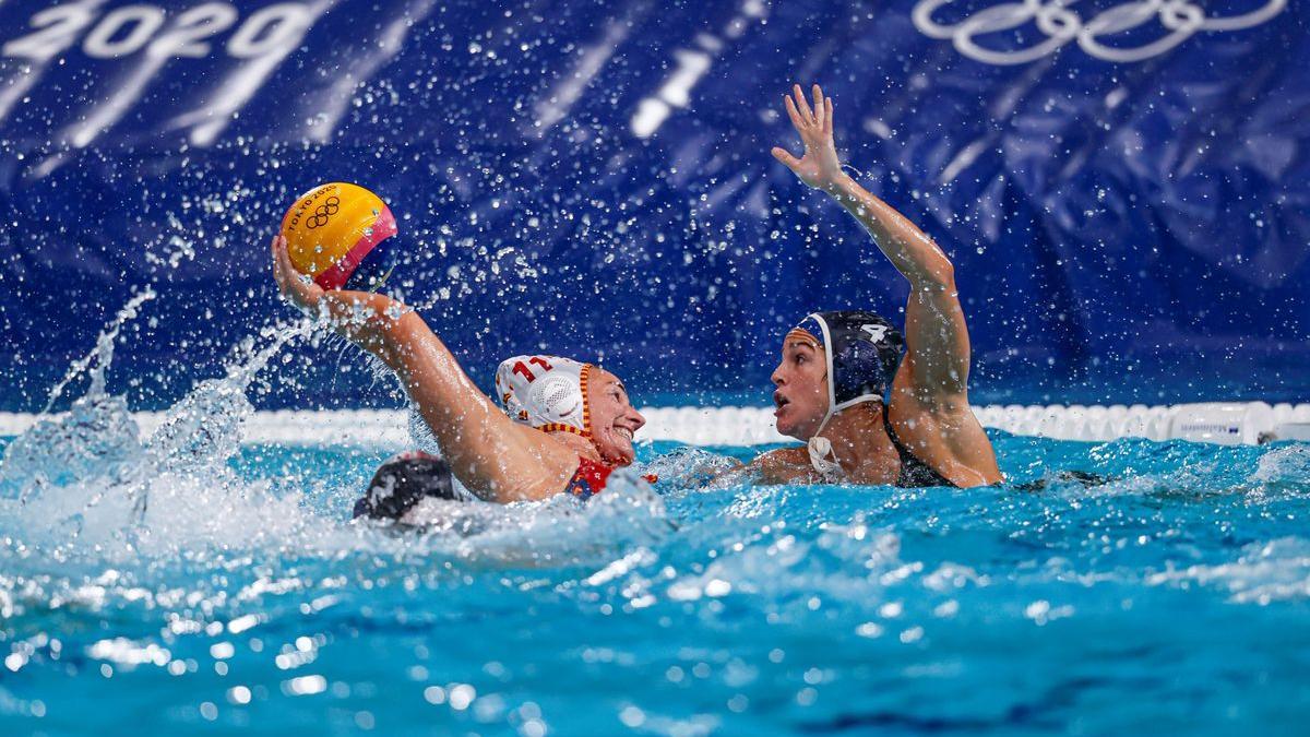 Moment de la final de waterpolo femení