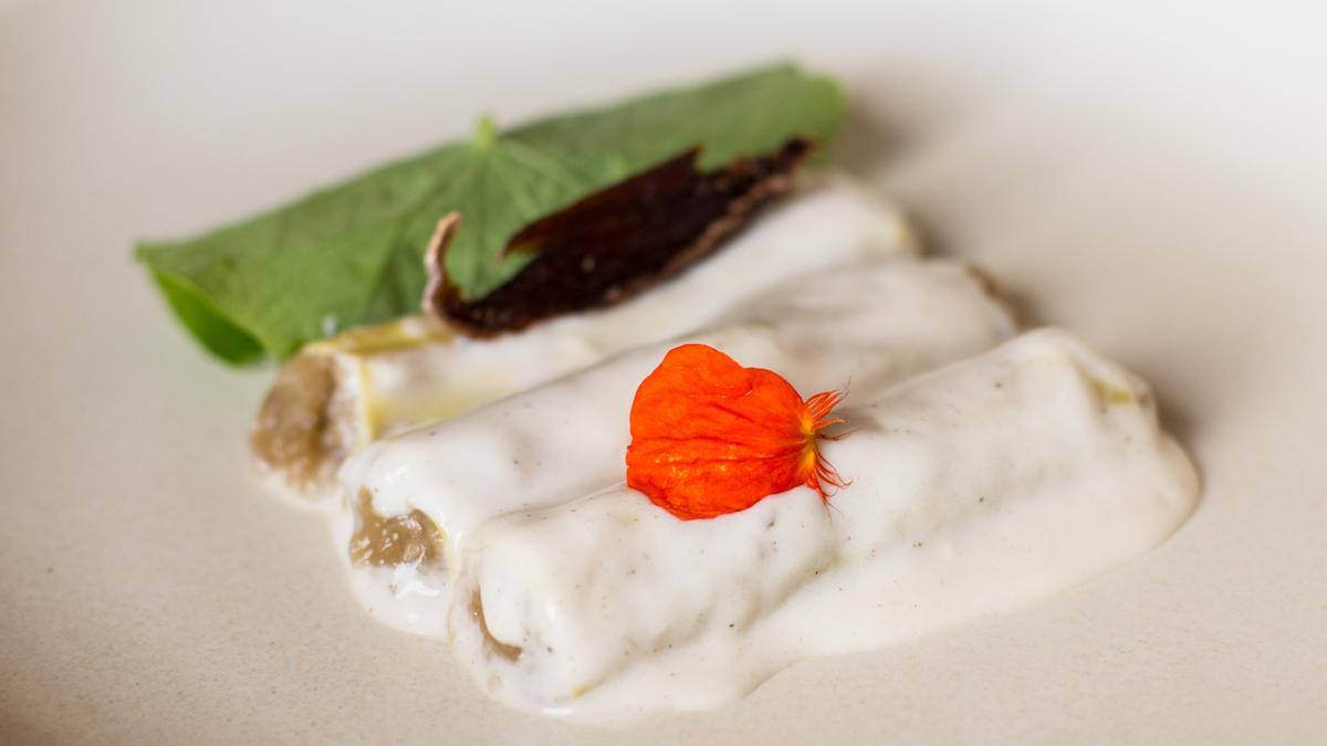 Canelones de tupinambo, 'hoshigaki' y hoja de capuchina de Laura Veraguas.